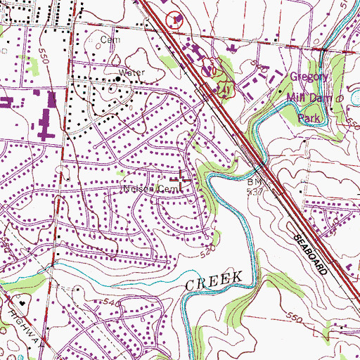 Topographic Map of Nelson Cemetery, TN