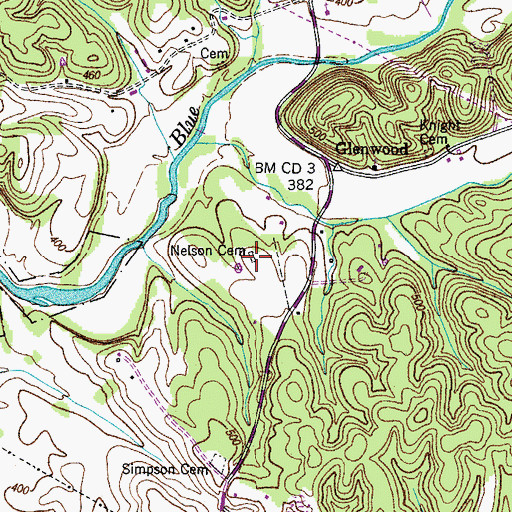 Topographic Map of Nelson Cemetery, TN