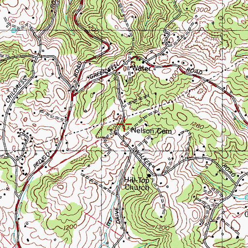 Topographic Map of Nelson Cemetery, TN
