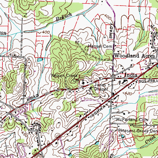 Topographic Map of Nelson Creek Church, TN