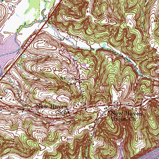 Topographic Map of Nelums Cemetery, TN