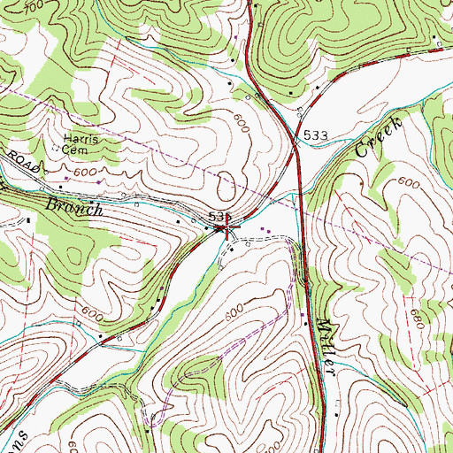Topographic Map of Nesbitt Branch, TN