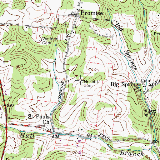 Topographic Map of Nesbitt Cemetery, TN