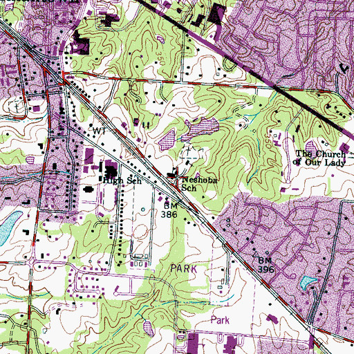 Topographic Map of Neshoba School, TN