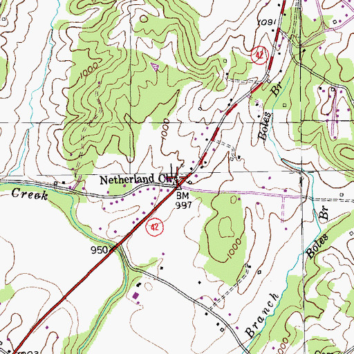 Topographic Map of Netherland Church, TN