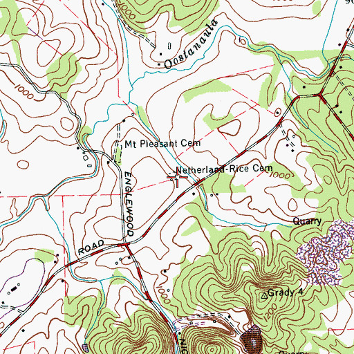 Topographic Map of Netherland-Rice Cemetery, TN