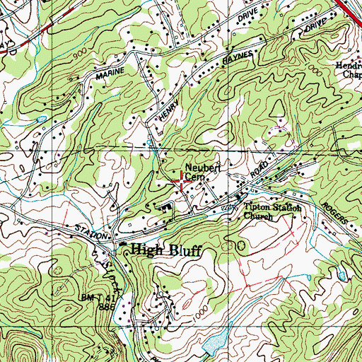 Topographic Map of Neubert Cemetery, TN