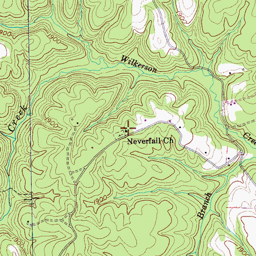 Topographic Map of Neverfail Church, TN