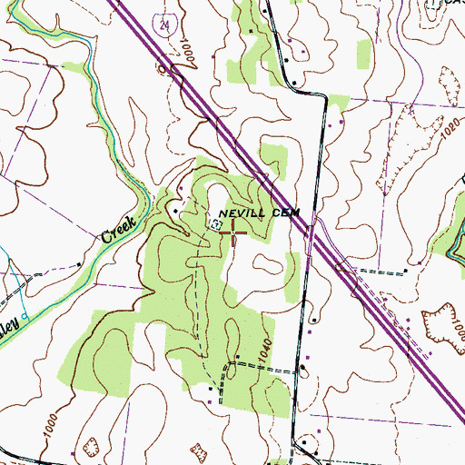 Topographic Map of Nevill Cemetery, TN