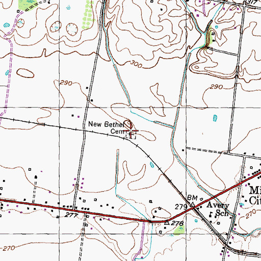 Topographic Map of New Bethel Cemetery, TN