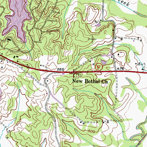 Topographic Map of New Bethel Baptist Church, TN
