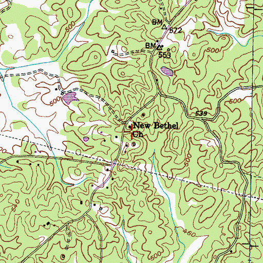 Topographic Map of New Bethel Church, TN