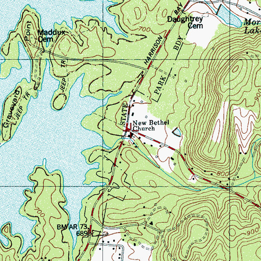 Topographic Map of New Bethel Baptist Church, TN