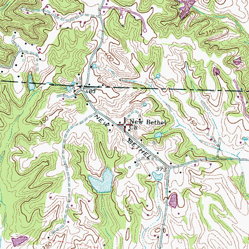 Topographic Map of New Bethel Church, TN