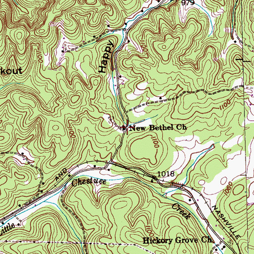 Topographic Map of New Bethel Church, TN