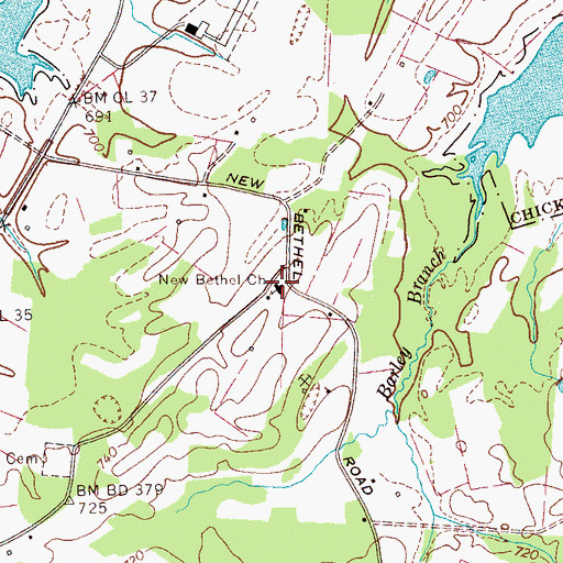 Topographic Map of New Bethel Church, TN