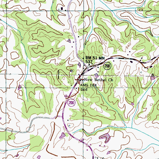 Topographic Map of New Bethel Church, TN