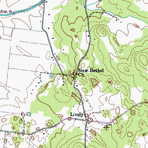 Topographic Map of New Bethel Church, TN