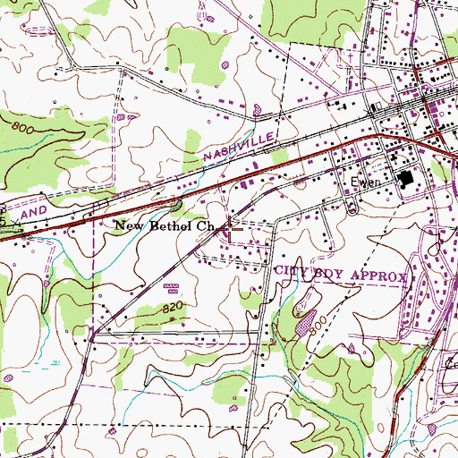 Topographic Map of New Bethel Church, TN