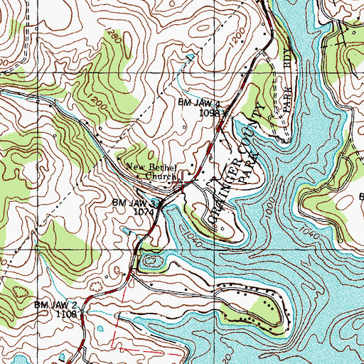 Topographic Map of New Bethel Church, TN