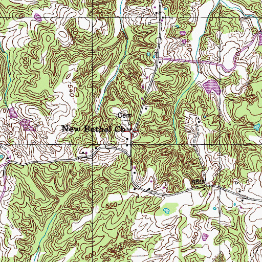 Topographic Map of New Bethel Church, TN