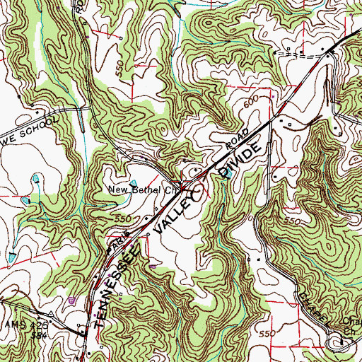 Topographic Map of New Bethel Baptist Church, TN