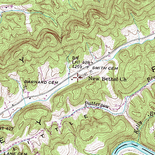 Topographic Map of New Bethel Baptist Church, TN