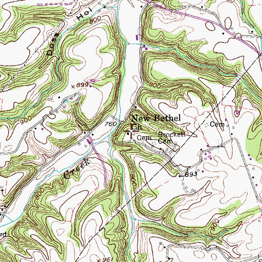 Topographic Map of New Bethel Church, TN