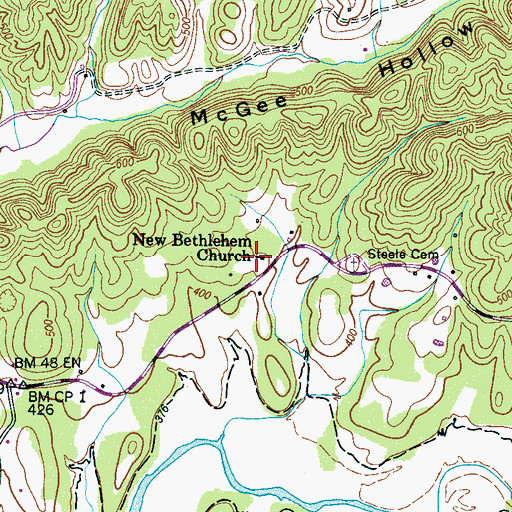 Topographic Map of New Bethlehem Church, TN