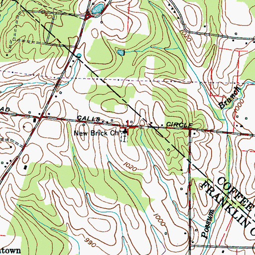 Topographic Map of New Brick Church, TN