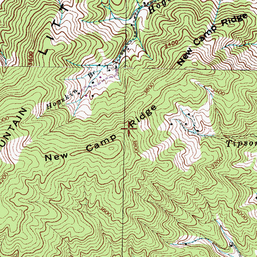 Topographic Map of New Camp Ridge, TN