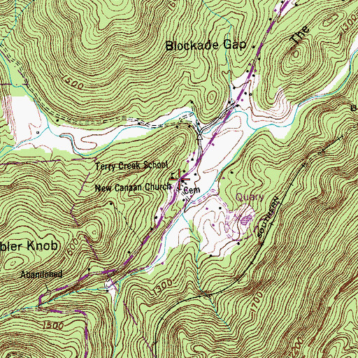 Topographic Map of New Canaan United Baptist Church, TN