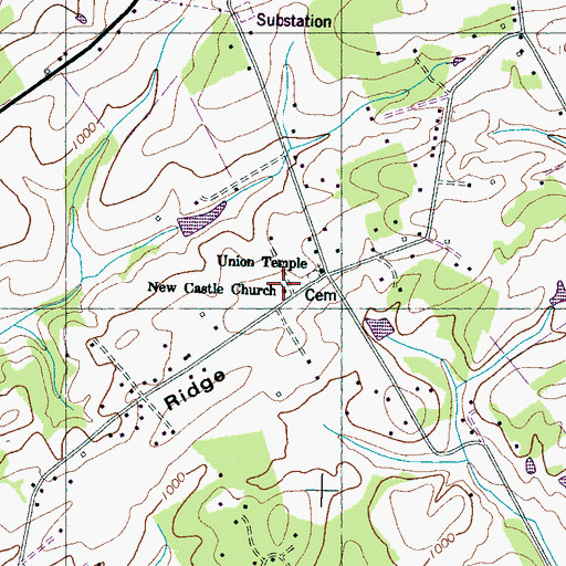 Topographic Map of Newcastle Presbyterian Church, TN