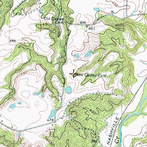 Topographic Map of New Cauley Cemetery, TN