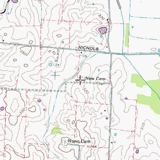 Topographic Map of New Cemetery, TN