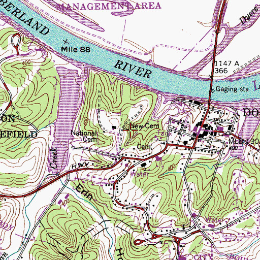 Topographic Map of New Cemetery, TN