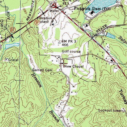 Topographic Map of New Chapel, TN