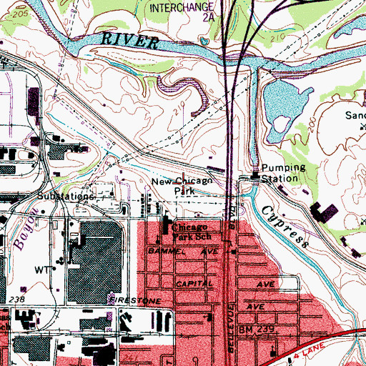 Topographic Map of New Chicago Park, TN