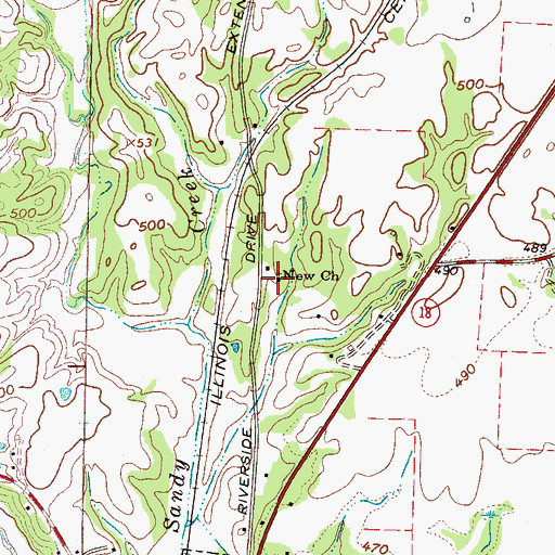 Topographic Map of New Church, TN