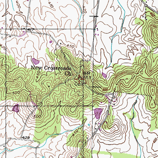 Topographic Map of New Crossroads Church, TN