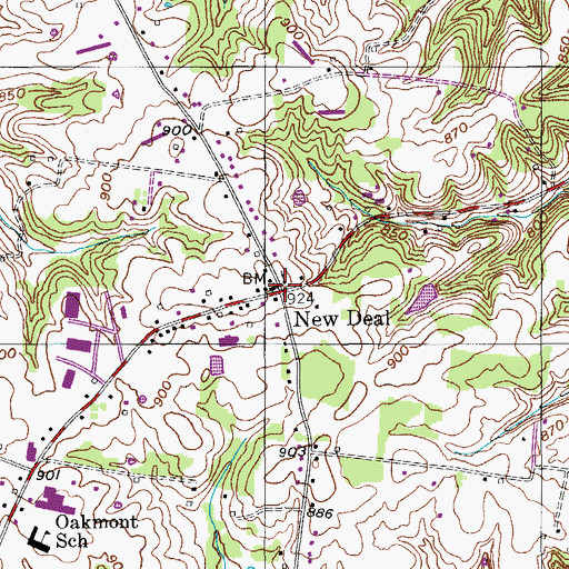 Topographic Map of New Deal, TN