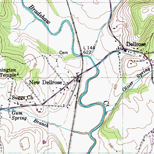 Topographic Map of New Dellrose, TN