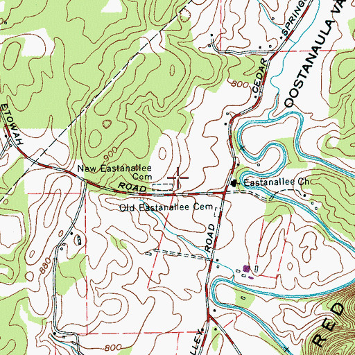Topographic Map of New Eastanallee Cemetery, TN