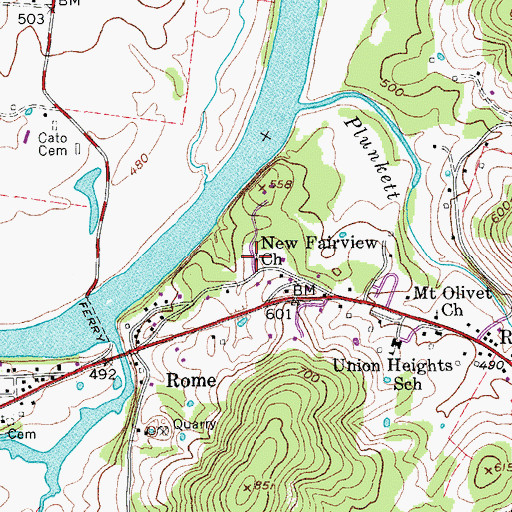 Topographic Map of New Fairview Church, TN