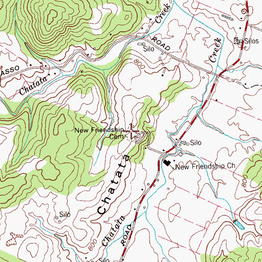 Topographic Map of New Friendship Cemetery, TN