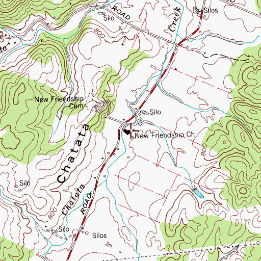 Topographic Map of New Friendship Baptist Church, TN