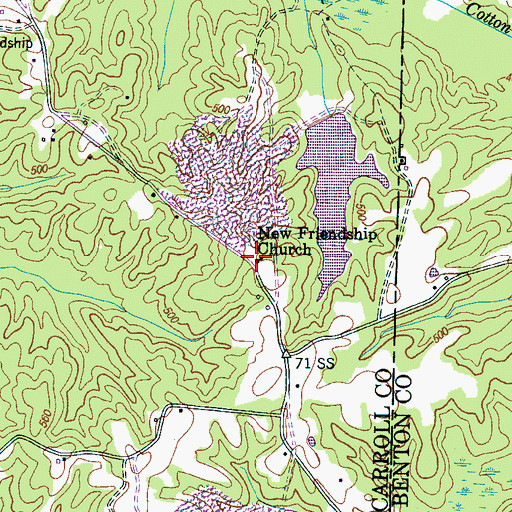 Topographic Map of New Friendship Church, TN
