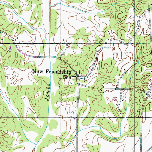 Topographic Map of New Friendship School, TN