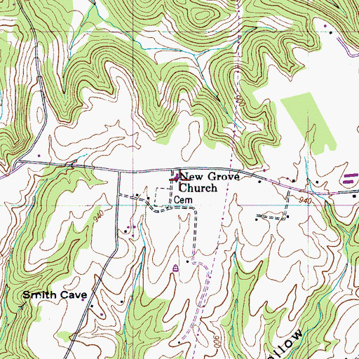 Topographic Map of New Grove Church, TN