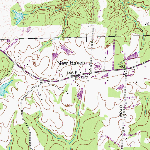 Topographic Map of New Haven, TN